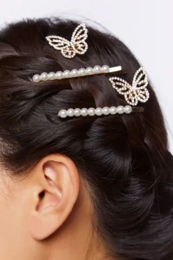 Faux Pearl & Butterfly Bobby Pin Set