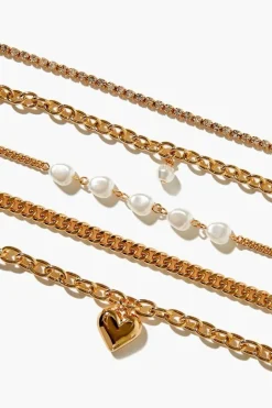 Faux Pearl Chain Bracelet Set