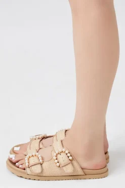 Faux Pearl Dual-Buckle Sandals