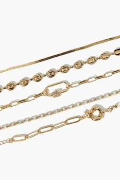 Faux Pearl & Faux Gem Bracelet Set