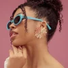 Faux Pearl Floral Drop Earrings