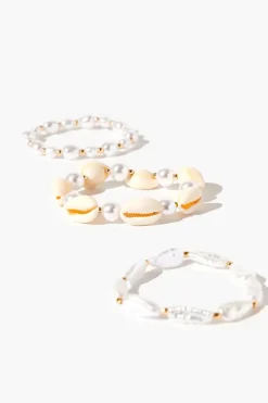 Faux Pearl & Shell Bracelet Set