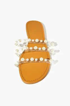 Faux Pearl Strappy Sandals