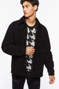 Faux Shearling Button-Up Jacket