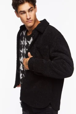 Faux Shearling Button-Up Jacket