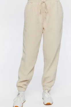 Faux Shearling Drawstring Joggers