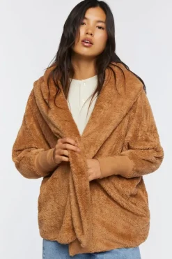 Faux Shearling Hooded Jacket