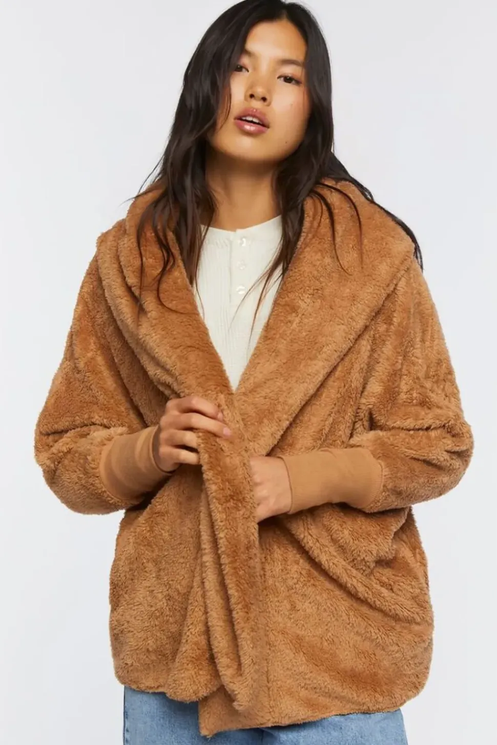 Faux Shearling Hooded Jacket