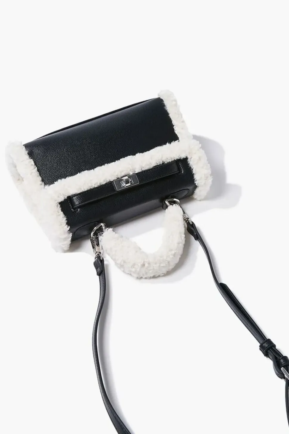 Faux Shearling-Trim Crossbody Bag