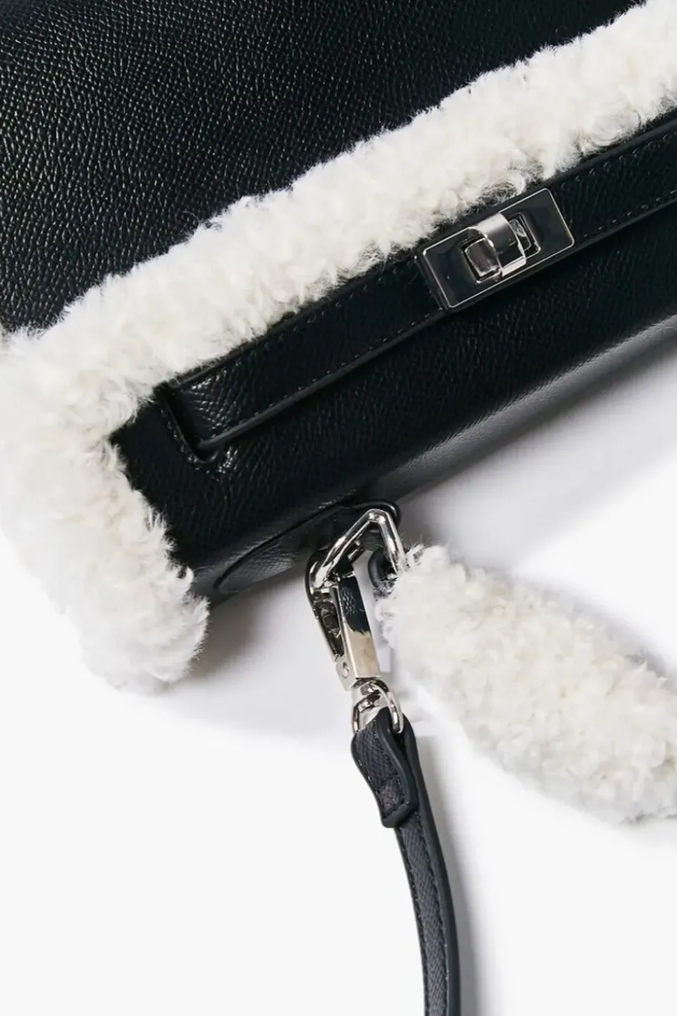 Faux Shearling-Trim Crossbody Bag