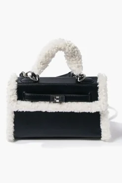 Faux Shearling-Trim Crossbody Bag