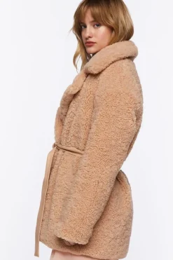 Faux Shearling Wrap Teddy Coat