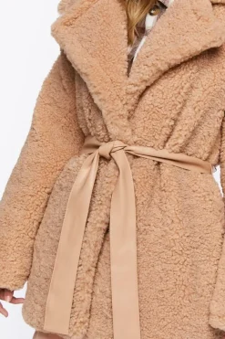Faux Shearling Wrap Teddy Coat