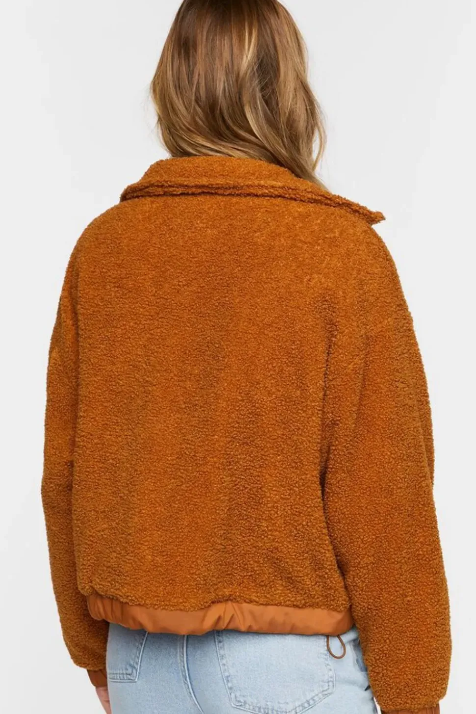 Faux Shearling Zip-Up Bomber Jacket