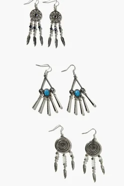 Faux Stone Dreamcatcher Drop Earring Set