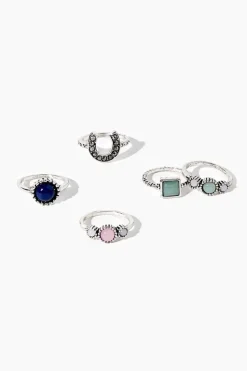 Faux Stone Ring Set