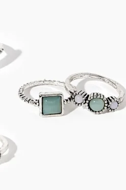Faux Stone Ring Set