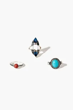Faux Stone Ring Set