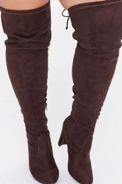 Faux Suede Block Heel Boots (Wide)