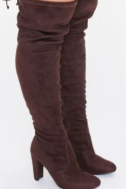 Faux Suede Block Heel Boots (Wide)