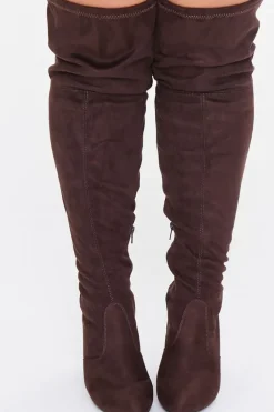 Faux Suede Block Heel Boots (Wide)