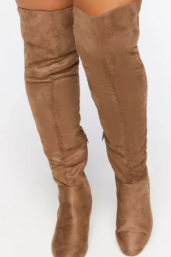 Faux Suede Block Heel Boots (Wide)