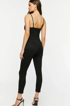 Faux Suede Bustier Jumpsuit