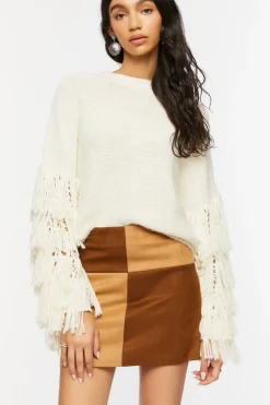 Faux Suede Colorblock Mini Skirt