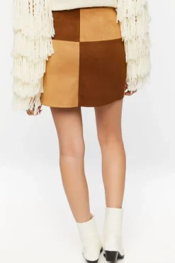 Faux Suede Colorblock Mini Skirt