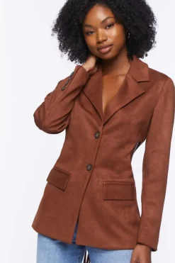 Faux Suede Cutout Blazer