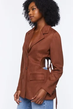 Faux Suede Cutout Blazer