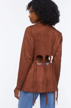 Faux Suede Cutout Blazer