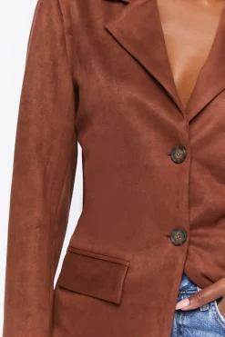 Faux Suede Cutout Blazer