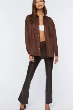 Faux Suede Dolphin-Hem Shacket