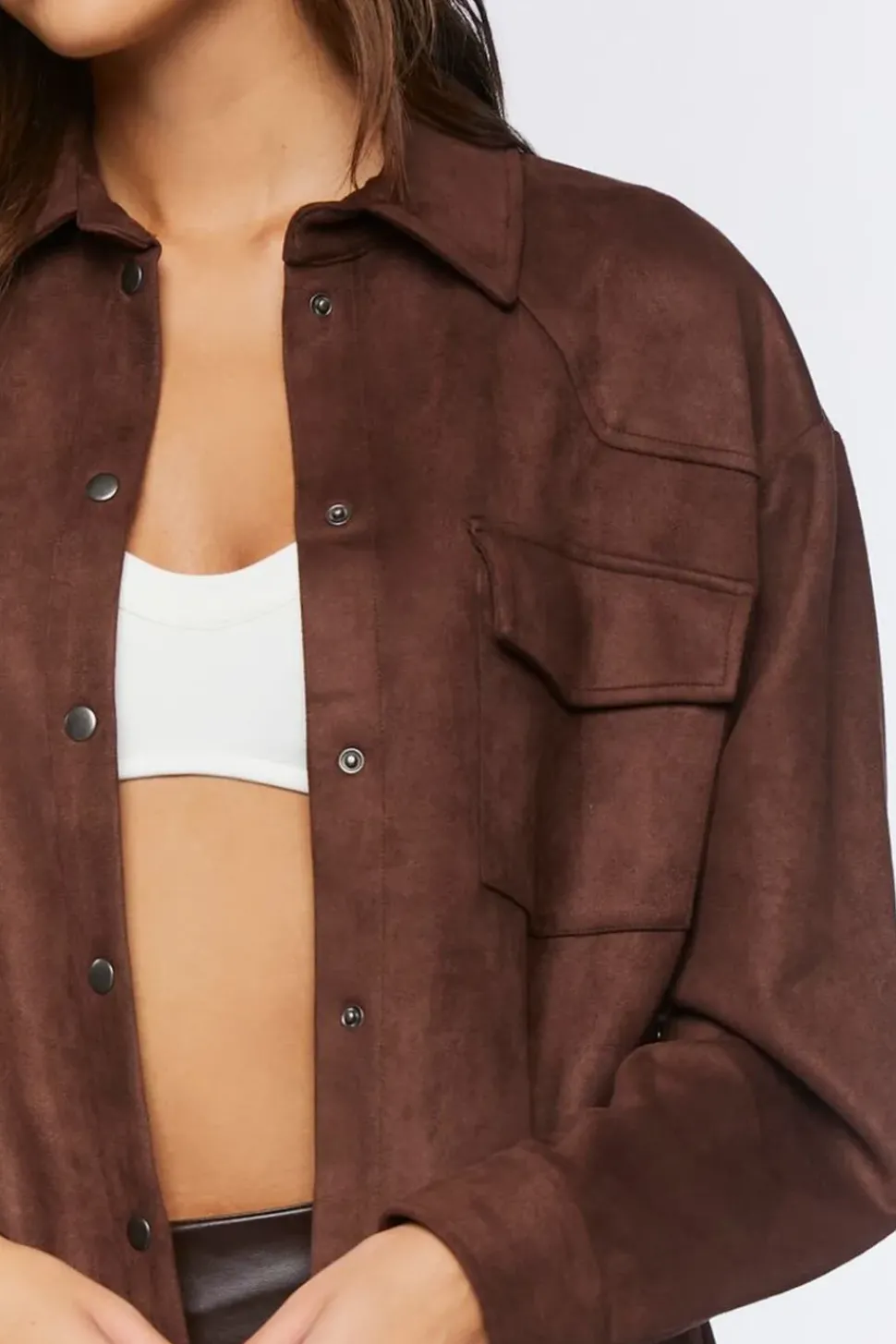 Faux Suede Dolphin-Hem Shacket