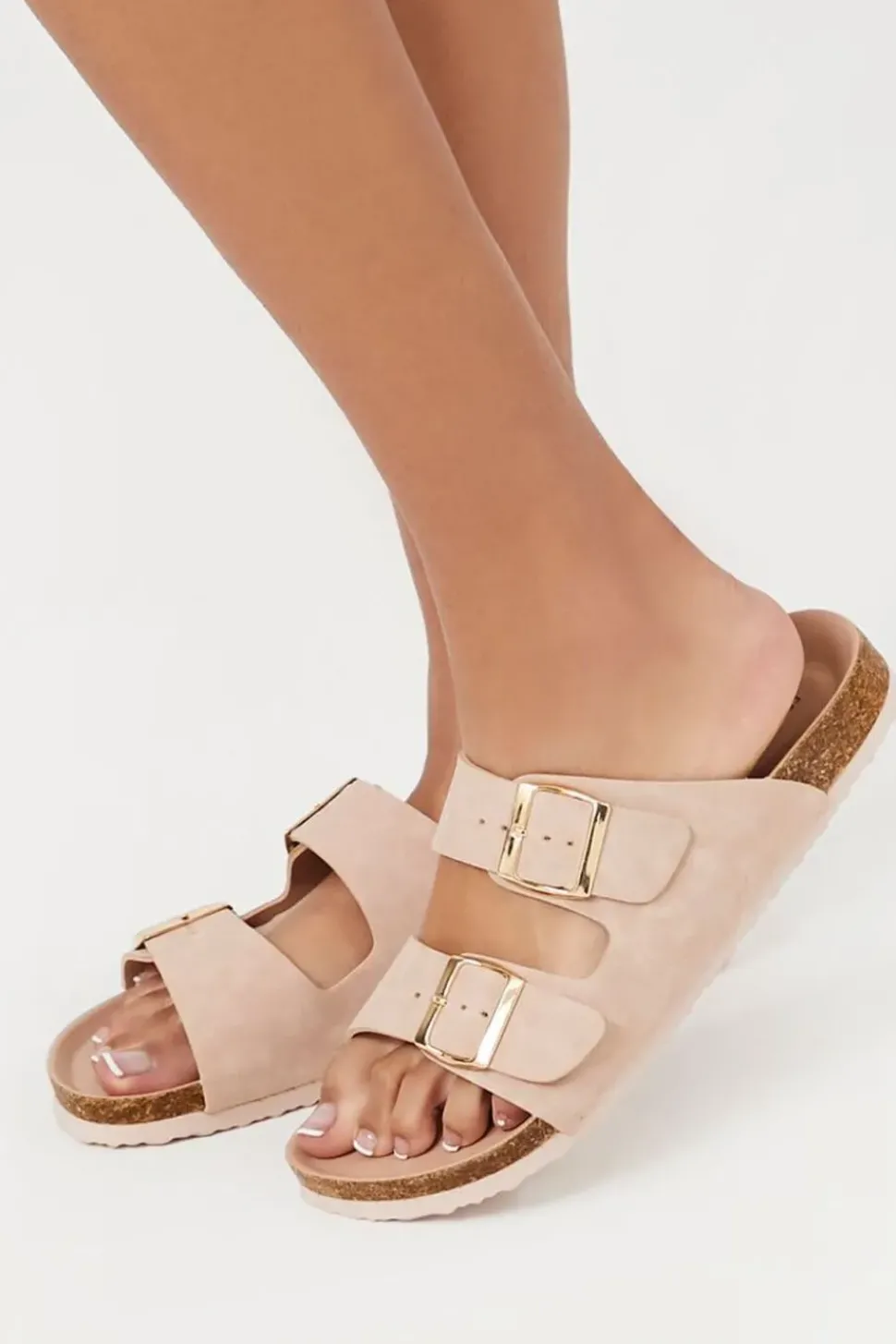 Faux Suede Dual Buckle Sandals