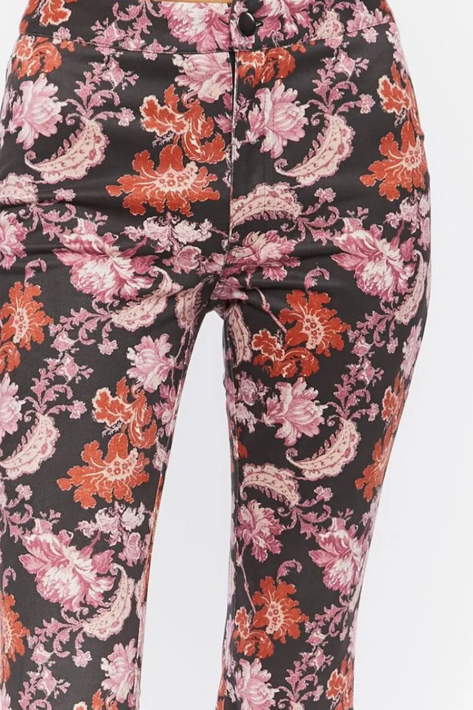 Faux Suede Floral Flare Pants