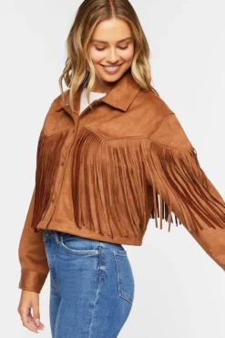 Faux Suede Fringe Trucker Jacket