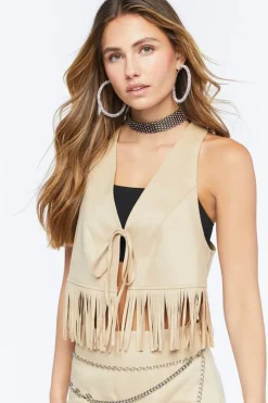 Faux Suede Fringe Vest