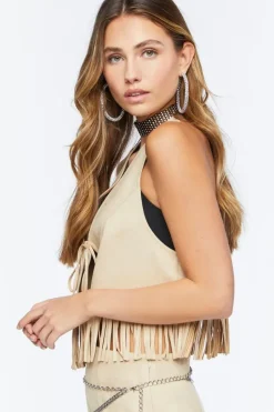 Faux Suede Fringe Vest