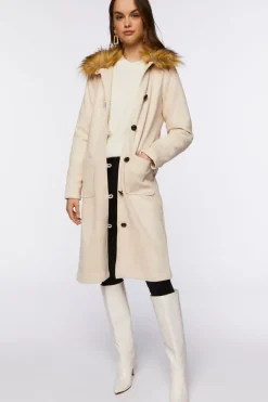 Faux Suede & Fur Longline Coat