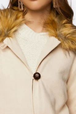 Faux Suede & Fur Longline Coat