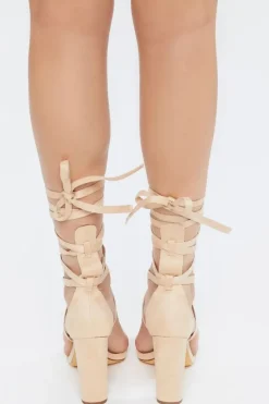 Faux Suede Lace-Up Block Heels