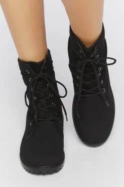 Faux Suede Lace-Up Booties
