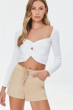 Faux Suede Lace-Up Shorts
