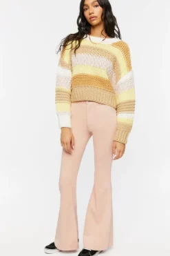Faux Suede Mid-Rise Flare Pants