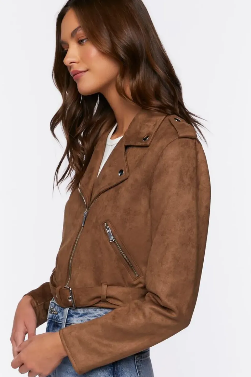 Faux Suede Moto Jacket