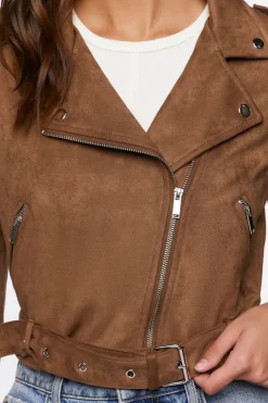 Faux Suede Moto Jacket
