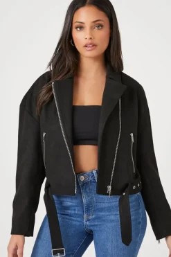 Faux Suede Moto Jacket