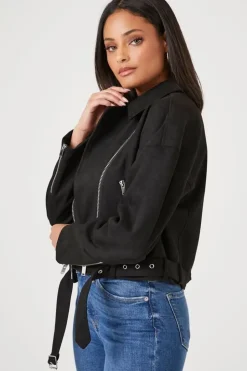Faux Suede Moto Jacket